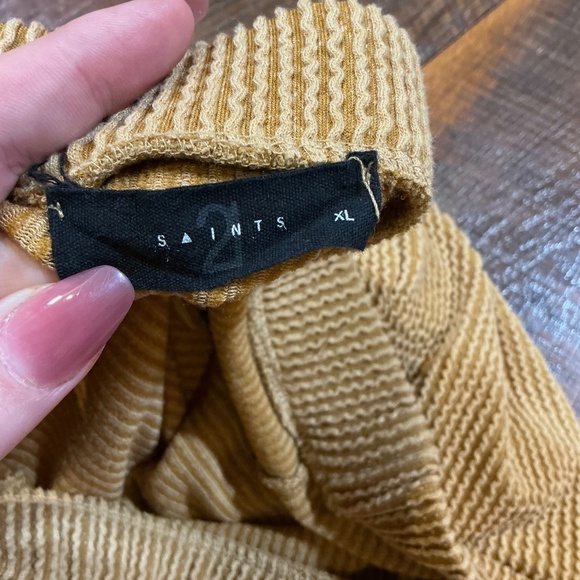 AllSaints Ribbed Knit Midi Skirt Camel Tan XL - Picture 3 of 4